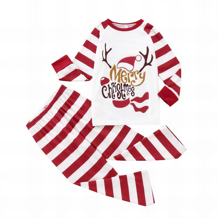 Festive Reindeer Striped Family Pajama Sets