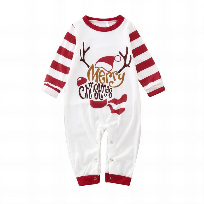 Festive Reindeer Striped Family Pajama Sets