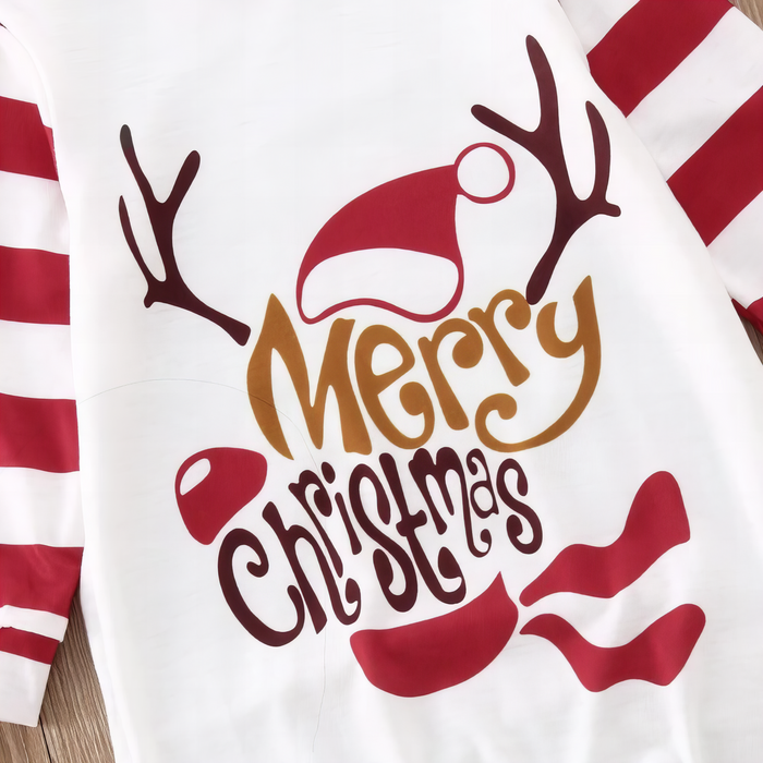 Festive Reindeer Striped Family Pajama Sets