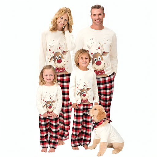 Reindeer Cartoon Family Pajama Sets-Matching Pajama