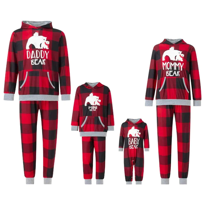 Bear Print Christmas Pajama Sets-Matching Pajama