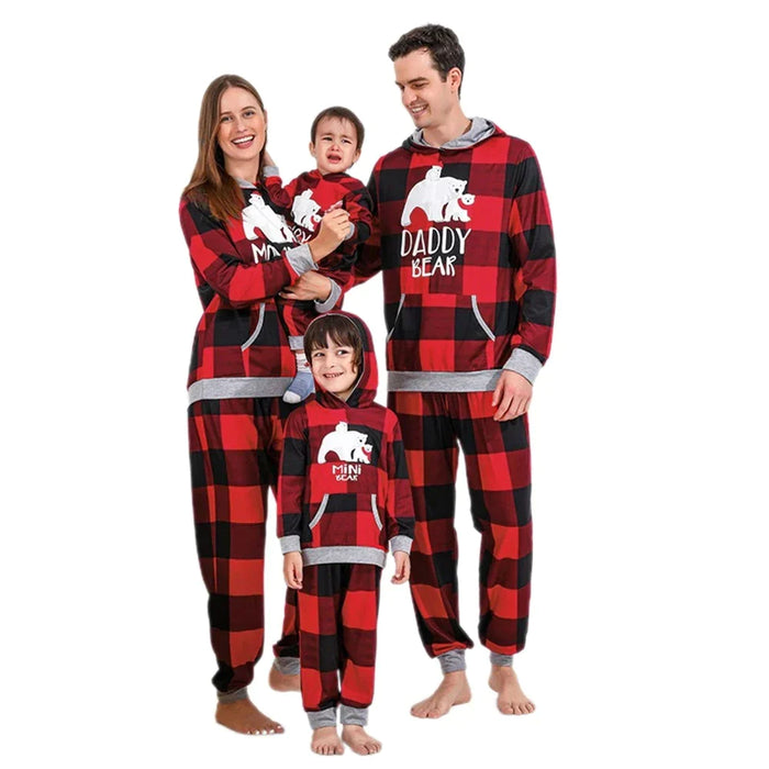 Bear Print Christmas Pajama Sets-Matching Pajama