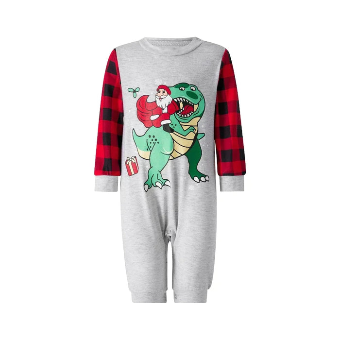 Festive Dinosaur Family Pajama Sets-Matching Pajama