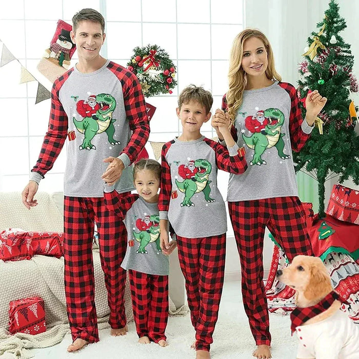 Festive Dinosaur Family Pajama Sets-Matching Pajama